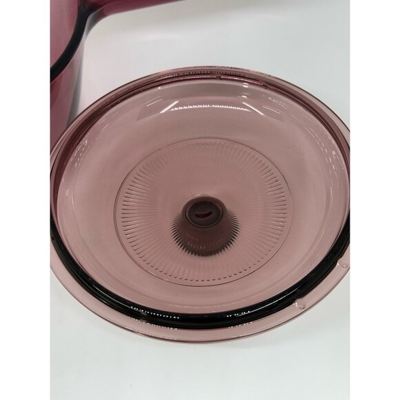 VTG Pyrex Corning Ware Visions Cranberry 1L Saucepan w/ Lid USA Made 6.5"x3.5" - Picture 6 of 9